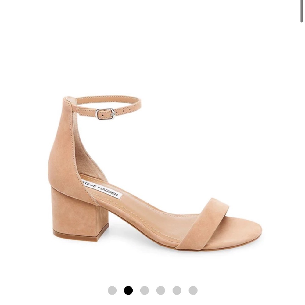 Steve Madden Irenee suede tan strappy block heel ankle strap sandals
